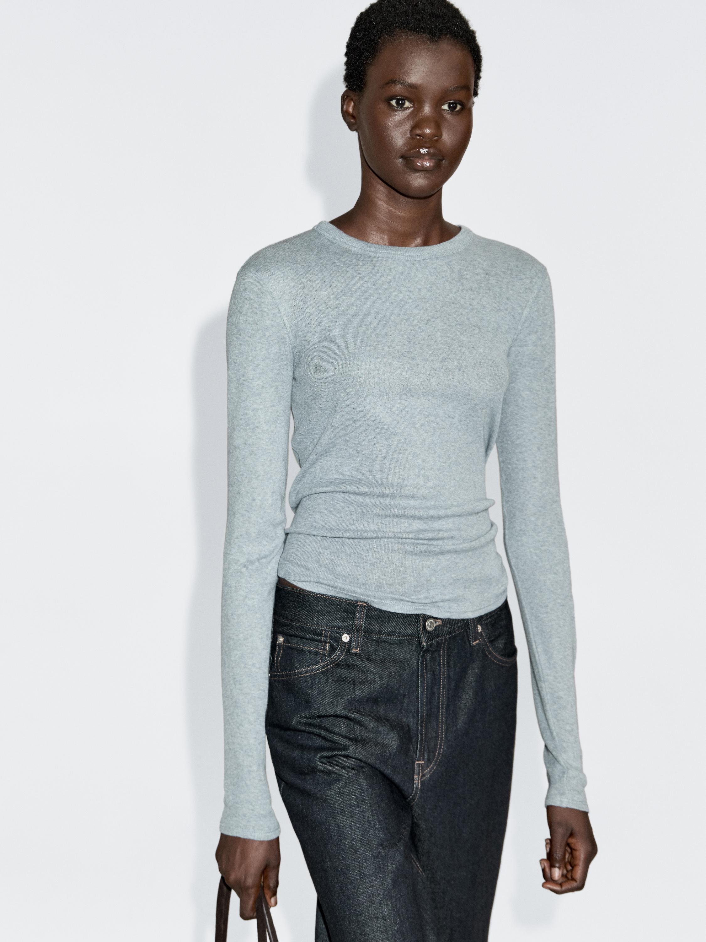 T-shirt à manches longues en coton mélangé